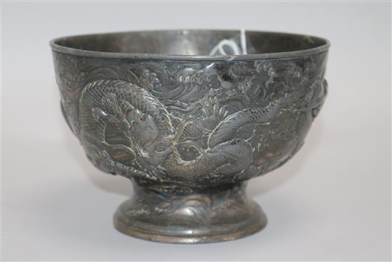 A Japanese antimony dragon bowl, diameter 18.5cm